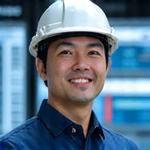 ヘルメットを被ったIoTシステムエンジニアのポートレート